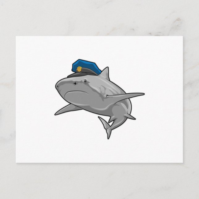 Carte Postale Requin en tant que policier Police (Devant)