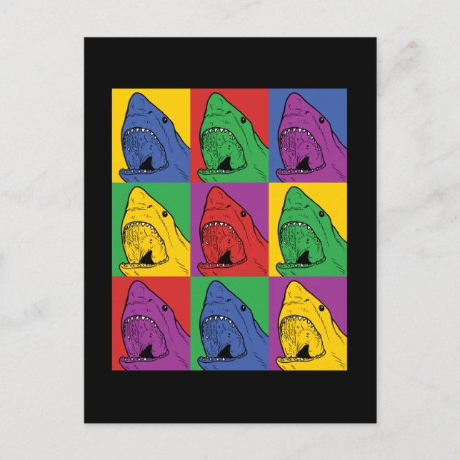 Carte Postale Requin Pop Art (Devant)