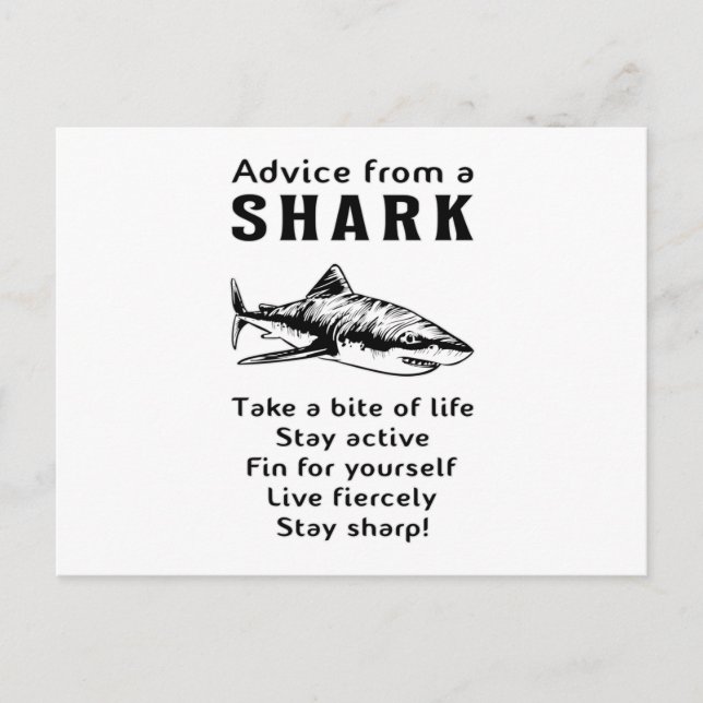 Carte Postale Requins Poisson Requin de mer Fin Cool Océan Drôle (Devant)