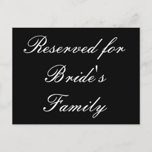 Carte Postale Réservé à la famille de la mariée