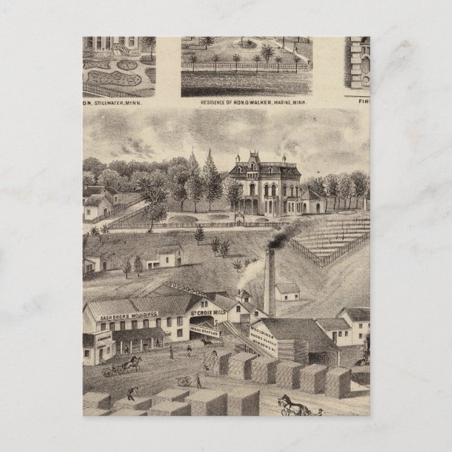 Carte Postale Résidence, Lumberyard et Mills, Minnesota (Devant)