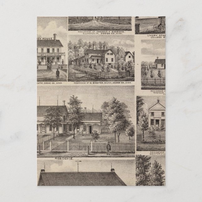 Carte Postale Résidences et bâtiments agricoles, Owatonna, Minne (Devant)