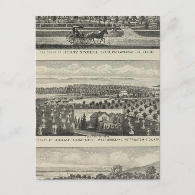 Carte Postale Résidences et fermes, Onaga, Kansas (Devant)