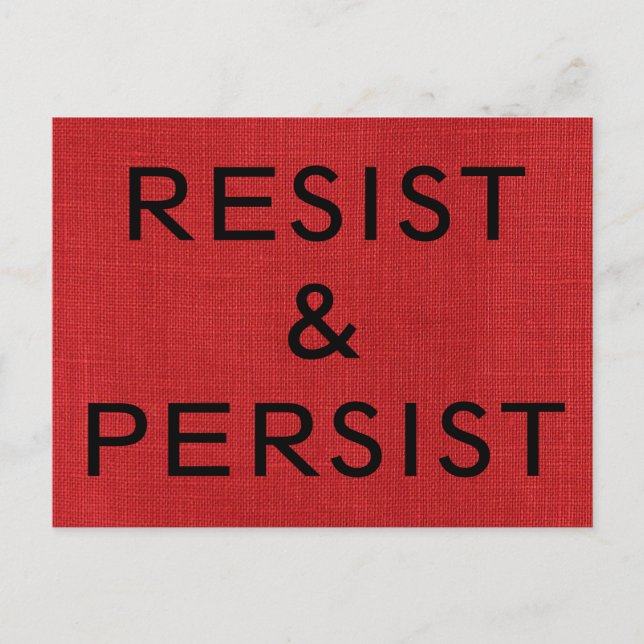 Carte Postale Resist & Persist, texte noir sur Red Linen Photo (Devant)