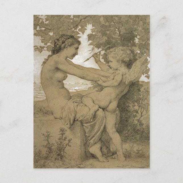 Carte Postale Résistance de l'amour par Bouguereau (Devant)