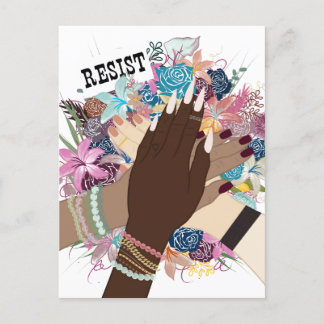 Carte Postale Résister Ensemble - Floral Feminist Activiste Art