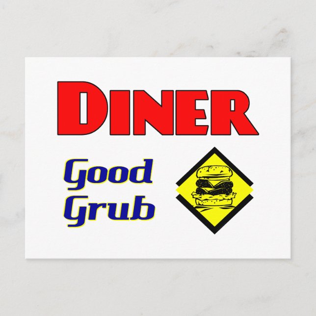 Carte Postale Restaurant Diner Bonne Nourriture Hamburger Art (Devant)