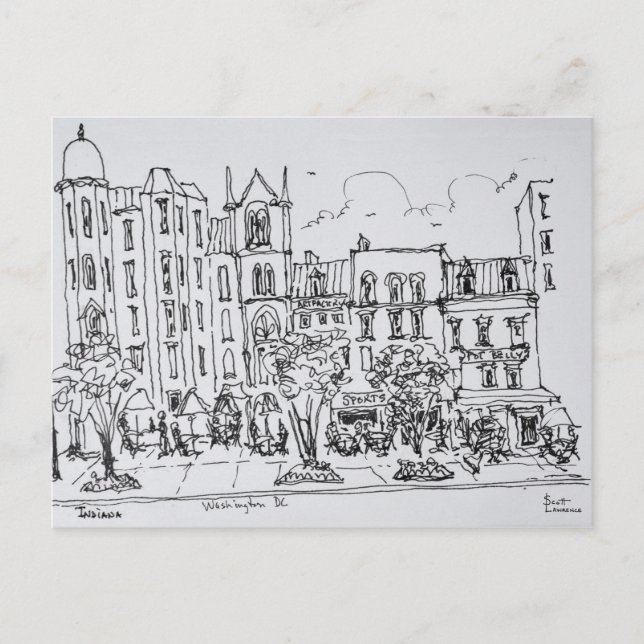 Carte Postale Restaurant en plein air le long de Indiana St. | W (Devant)