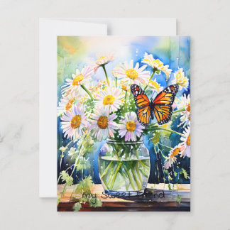 Carte Postale Rester en contact | Vase des marguerites