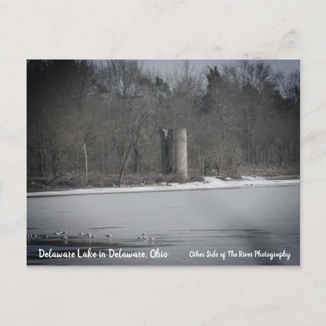 Carte Postale Restes d'un vieux Silo sur le lac Delaware (Devant)