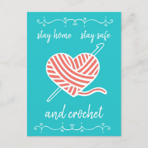 Carte Postale Restez à la maison Restez en sécurité et Crochet T