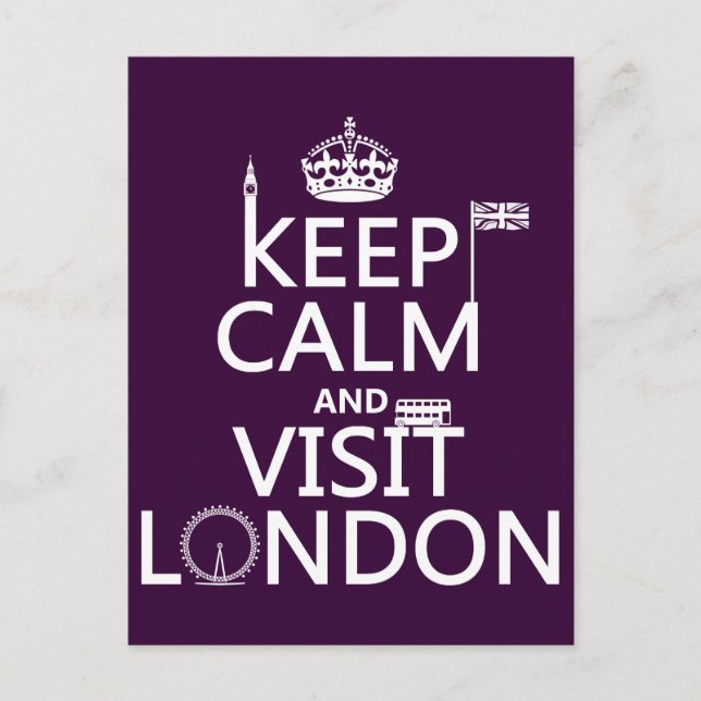 Carte Postale Restez au calme et visitez Londres (Devant)
