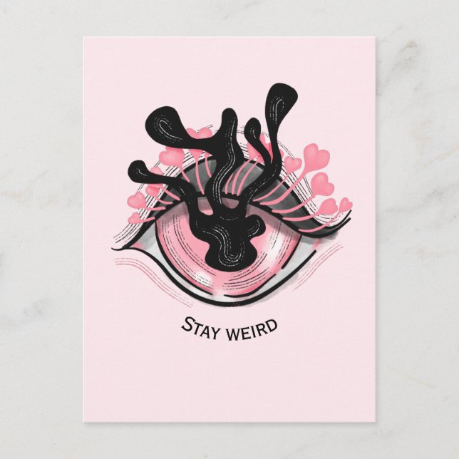 Carte Postale Restez bizarre Goth Rose Oeil Déplaisant Horreur S (Devant)