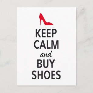 Carte Postale Restez calme et achetez des chaussures, de l'art d