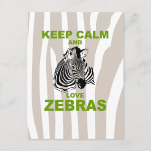 Carte Postale Restez calme et amoureux Zebras Imprimer