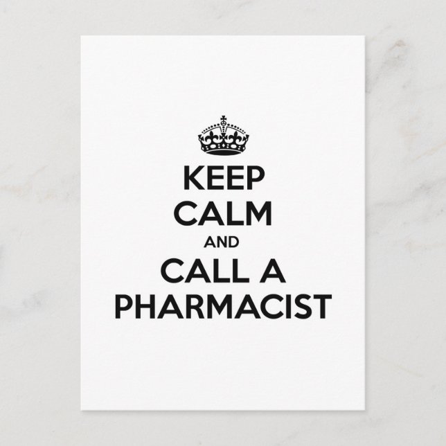 Carte Postale Restez calme et appelez un pharmacien (Devant)