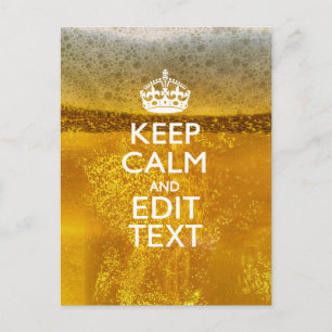 Carte Postale Restez calme et votre texte pour une bière froide