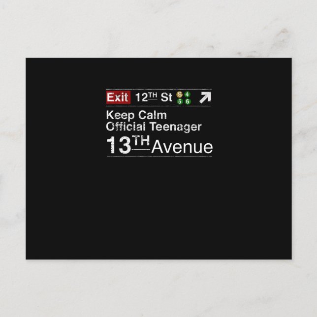 Carte Postale Restez Calme Je Suis Officiellement un Adolescent, (Devant)