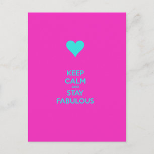 Carte Postale Restez Calme & Restez Fabuleuse