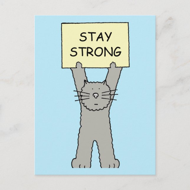 Carte Postale Restez fort Encouragement Chat (Devant)