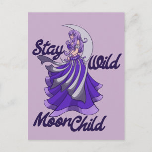 Carte Postale Restez sauvage Lune Enfant Lune Déesse Art Lune En