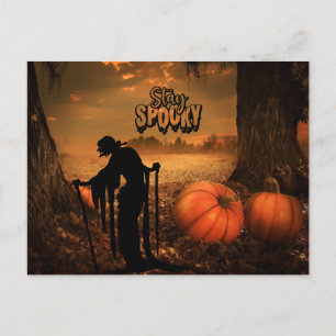 Carte Postale Restez sorcière de Halloween nuit effrayante, citr