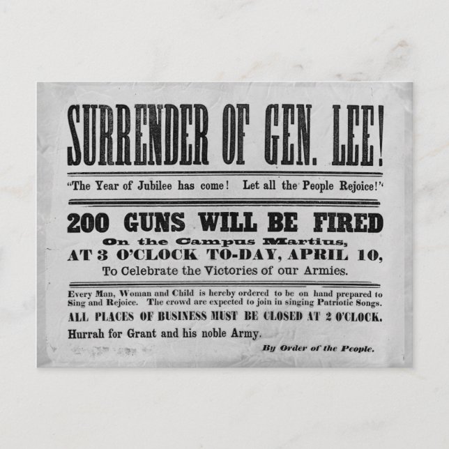 Carte Postale Restitution du général Lee (Devant)