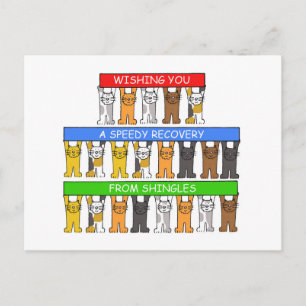 Carte Postale Rétablissement rapide du zona, chats de dessin ani