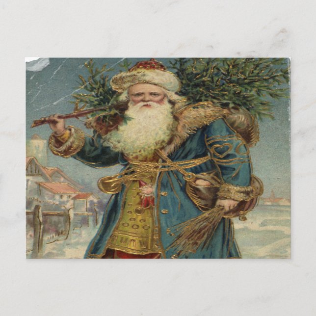 Carte Postale Retour au Vieux Art.. Noël enneigé avec le Père No (Devant)