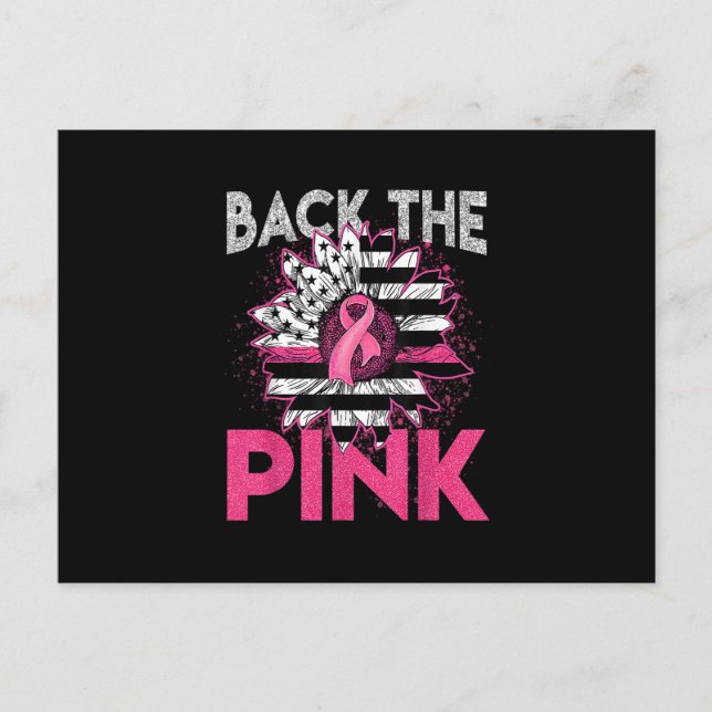 Carte Postale Retour Le Ruban Rose Américain Drapeau Cancer Du S (Devant)
