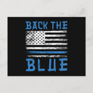 Carte Postale Retour Police Bleue USA Drapeau Policeman Officier