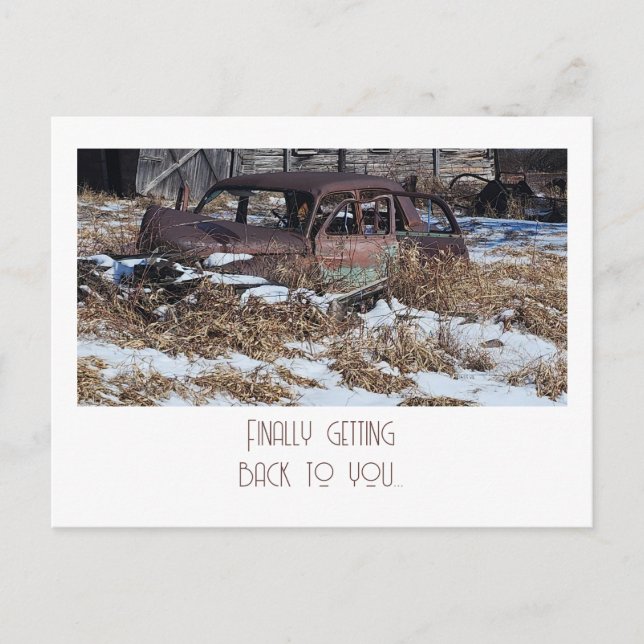 Carte Postale Retour vers vous - Rusty Car Photo (Devant)