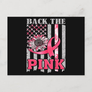 Carte Postale Retourner Le Ruban rose Drapeau Sensibilisation au