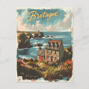 Carte Postale Retraite côtière : Maisons de pierre sur le rivage
