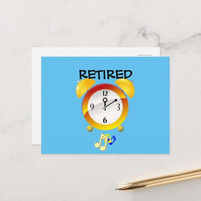 Carte Postale Retraité, Horloge D'Alarme, (Devant/Arrière en situation)