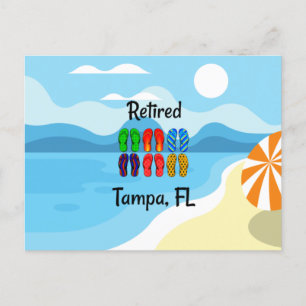 Carte Postale Retraité—Tampa, FL, tongs colorés,