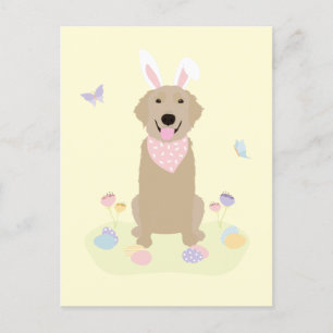 Carte Postale Retriever doré Bunny de Pâques