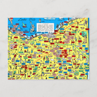 Carte postale Retro 1966 Cleveland, Ohio map