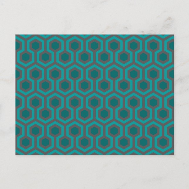 Carte Postale Rétro 1970 Turquoise Turquoise Green Motif Abstrai (Devant)