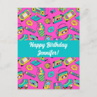 Retro 1980 Neon Pink Bright Motif Vintage Tech