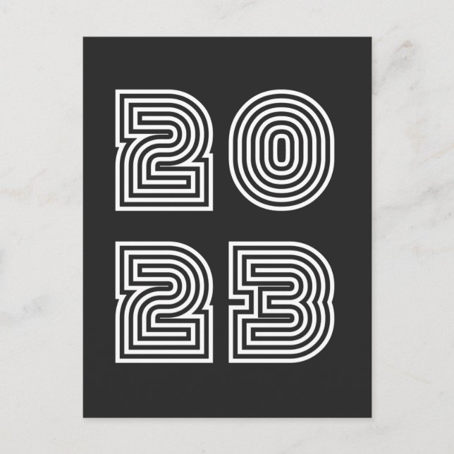 Carte Postale Retro 2023 Bonne année en lignes police style (Devant)