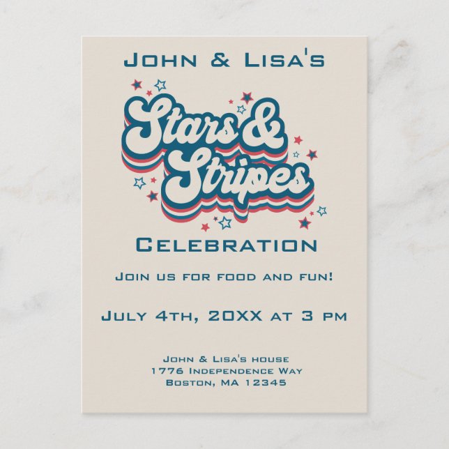 Carte postale Retro 4 juillet Party Invitation (Devant)