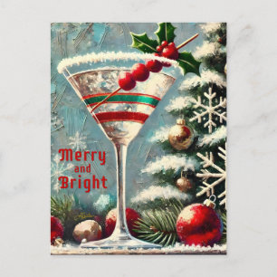 Carte Postale Retro 50 Cranberry Snowflake Noël Martini