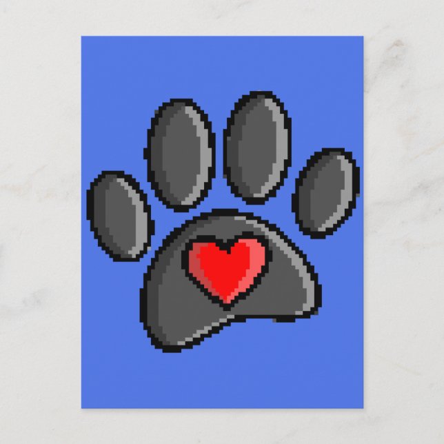 Carte Postale Retro 80s Vidéo Jeu 8 bits Pixel Art Chien Emprein (Devant)