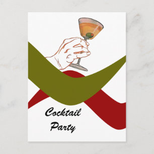 Carte Postale Retro Accueil Cocktail Party Martini