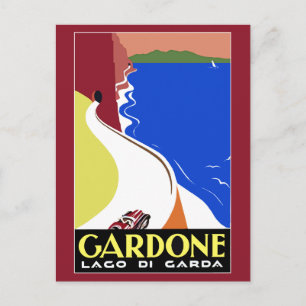 Carte Postale Retro Art Déco Gardone Riviera Voyage italien
