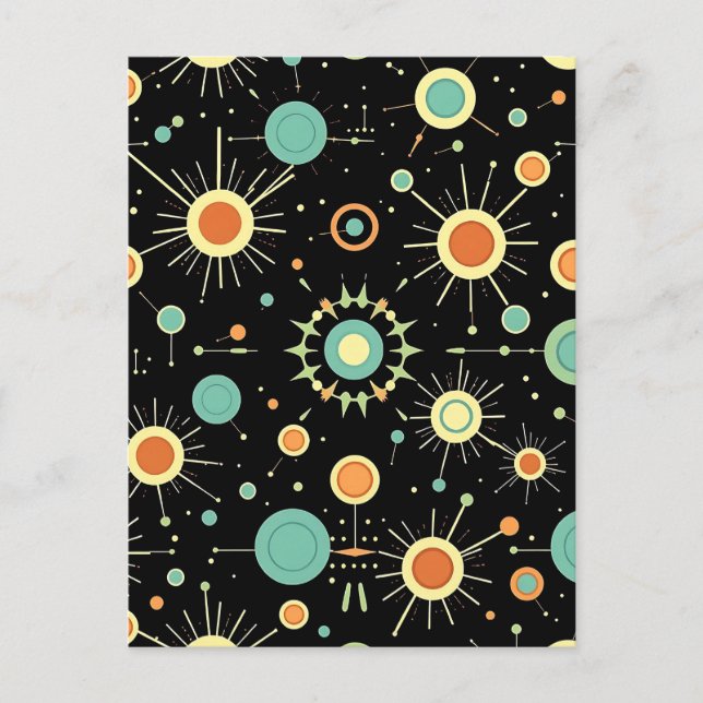 Carte Postale Retro Atomic Starburst Midcentury Pattern (Devant)