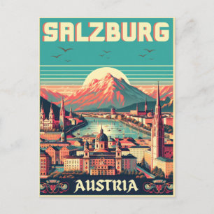 Carte Postale Retro Autriche capitale salzbourg skyline
