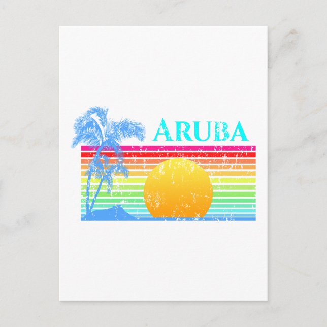 Carte Postale Retro Beach Sunset Aruba (Devant)