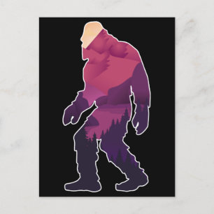 Carte Postale Retro Bigfoot Mountain Forest Paysage sauvage